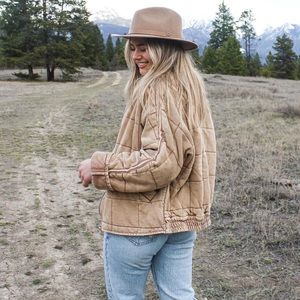 Free People Quilted Dolman Champagne Diamonds XS